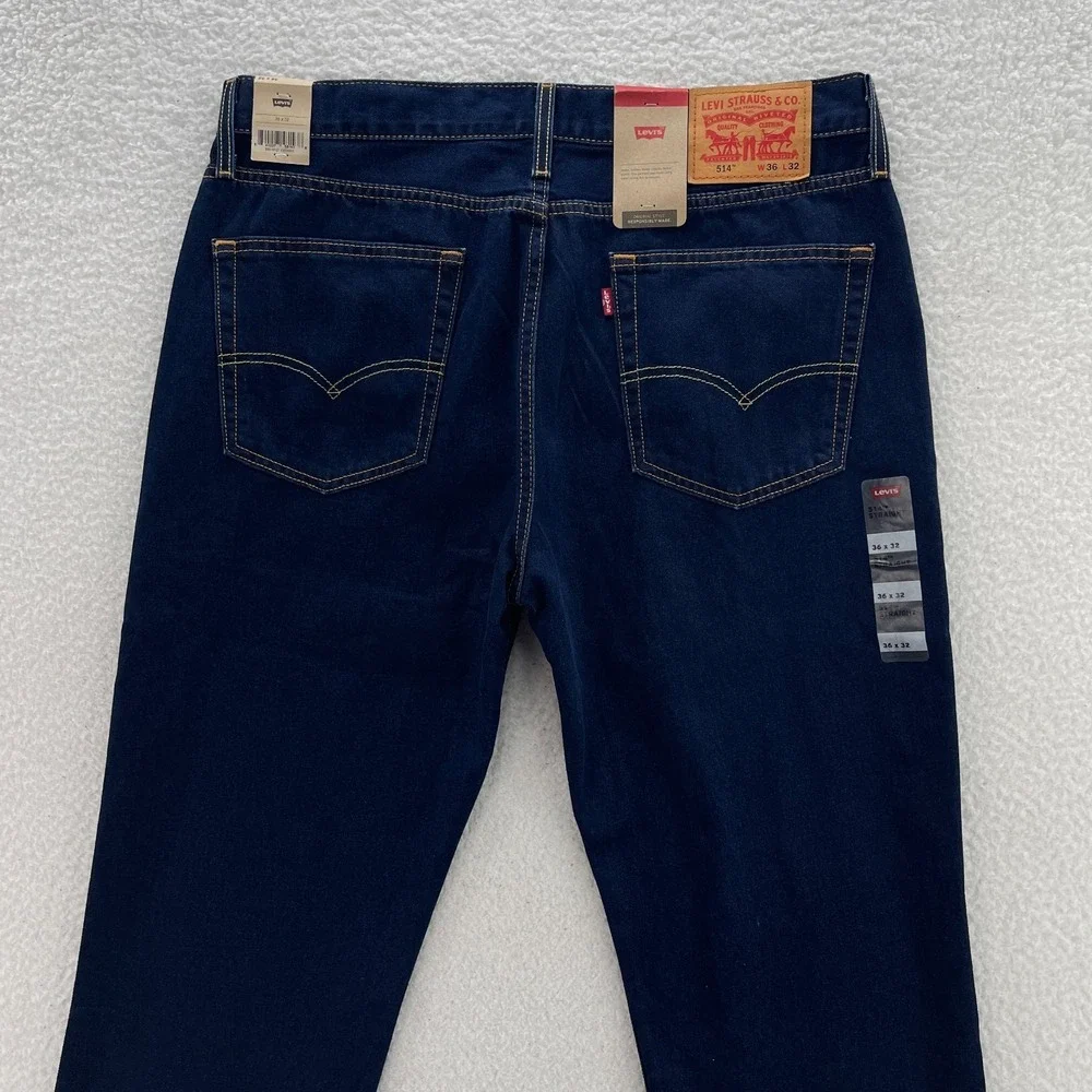 Levis 514 Jeans Mens 36x32 Blue Straight Dark Wash Denim Grunge Cowboy Work Rock